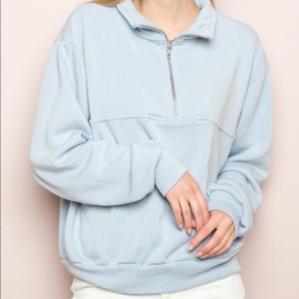 blue brandy melville quarter zip